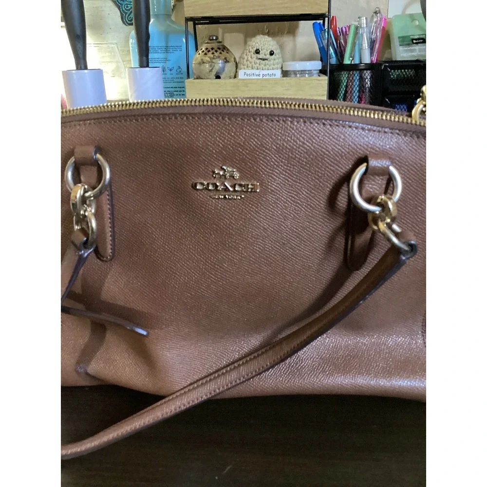 Coach Kelsey Satchel Saddle Brown Crossgrain Leather Handbag F57520 F1761